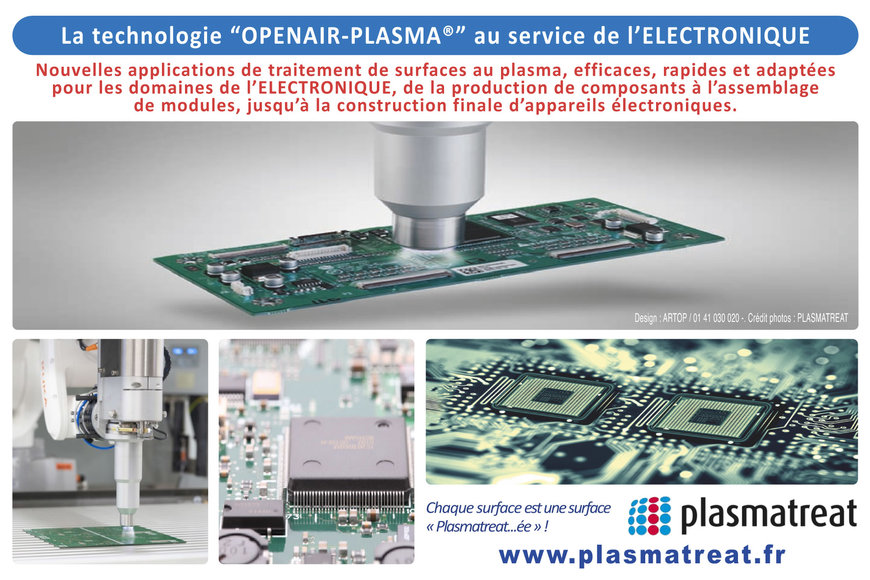 Toujours à la pointe de l’innovation, Plasmatreat accélère le développement de solutions de traitement de surfaces par Openair-Plasma® pour l’Electronique et les surfaces sensibles